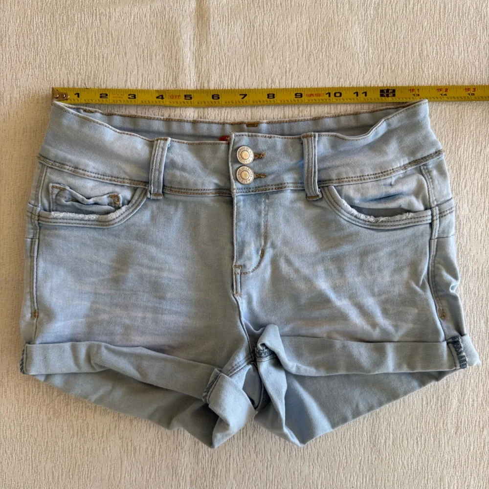 3 FOR $15‎ DEAL / Wax Jean Light Wash Denim Shorts Folded Waist Detail Size S
